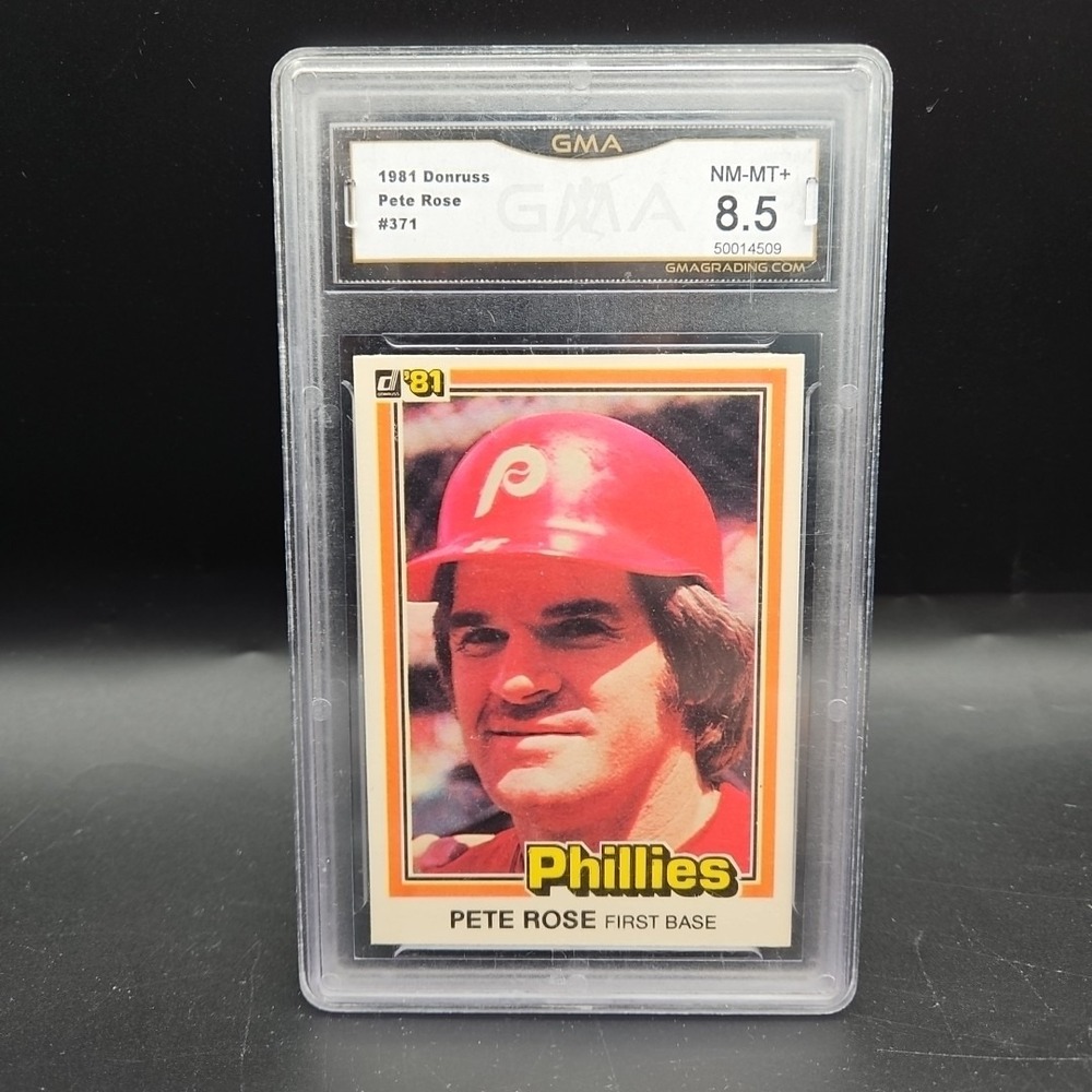 1981 Pete Rose Donruss #371 Graded GMA 8.5 NM-MT+ Phillies Vintage Baseball Card
